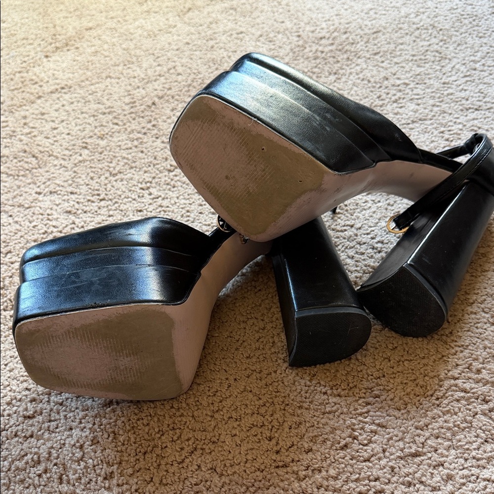 Women’s Black Platform Ankle-Strap Heels - Picture 3 of 4